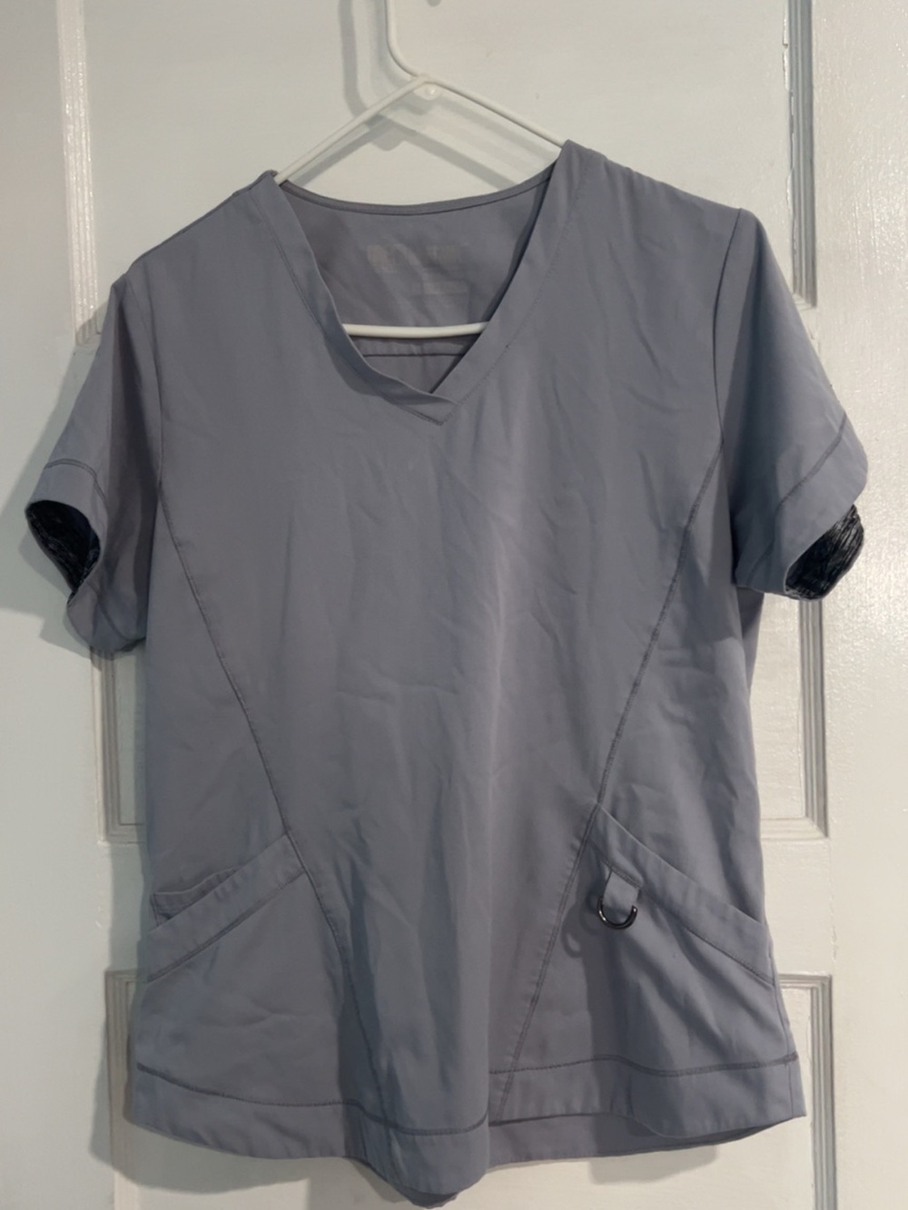 Grey's Anatomy Light Gray V-Neck Scrub Top with D-Ring